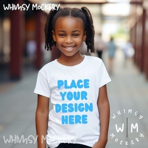 Kids Bella Canvas 3001 White Shirt Mockup White Fashion Mockup Bundle Girls T-Shirt Mock up Toddler Shirt Mock Ups Kids Tshirt Mockup Bundle