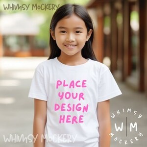 Bella Canvas 3001 White Kids Shirt Mockup White Fashion Mockup Bundle Girls T-Shirt Mock up Toddler Shirt Mock Ups Kids Tshirt Mockup Bundle