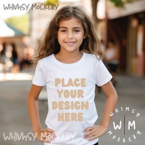 Kids Bella Canvas 3001 White Shirt Mockup White Fashion Mockup Bundle Girls T-Shirt Mock up Toddler Shirt Mock Ups Kids Tshirt Mockup Bundle