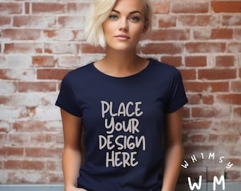 Bella Canvas Mockup Navy Bella Canvas 3001 Mockup Shirt Mockup Print on Demand Mock ups Paquete de maquetas de ropa Moda Mockup Camiseta