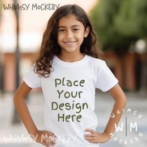 Kids Bella Canvas 3001 White Shirt Mockup White Fashion Mockup Bundle Girls T-Shirt Mock up Toddler Shirt Mock Ups Kids Tshirt Mockup Bundle