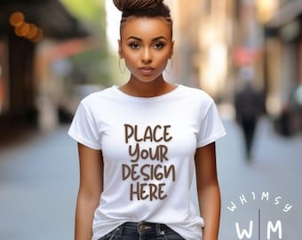 White T-Shirt Mockup Bella Canvas 3001, Bella Canvas Mockup, T Shirt Mock Ups, White Tshirt Mockup, Shirt Mockup, T Shirt Design Template