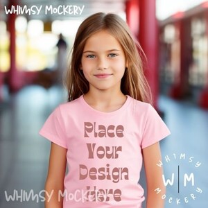 Kids Bella Canvas 3001 Pink Kids Shirt Mockup Girls T-Shirt Mock up Toddler Shirt Mock Ups Tshirt Mockup Bundle Pink Summer Mockup Bundle