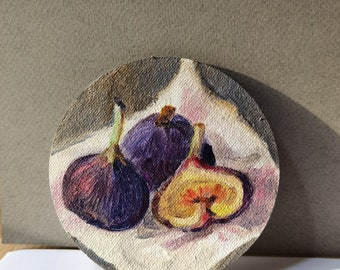 Honey figs. Original oil painting. Realistic miniature. Art. Gift. Still life.