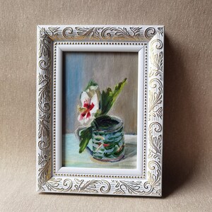Gibisco e dragão verde. Pintura a óleo original. Ainda vive pintura a óleo. Pintura realista. Miniatura. Arte. Presentes.