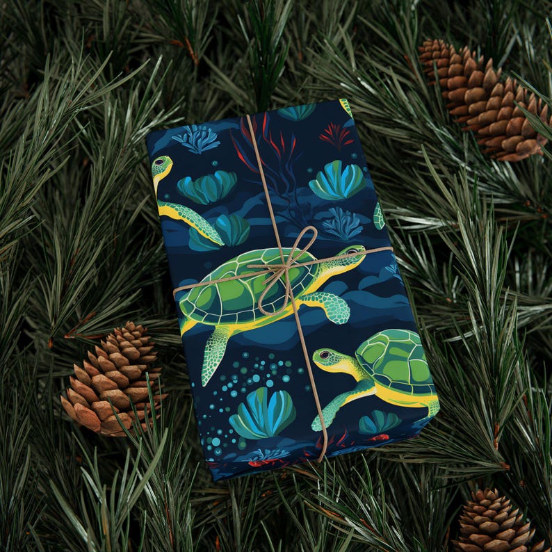 Sea Turtle Wrapping Paper: Kids Birthday, Christmas, Ocean Theme - Etsy