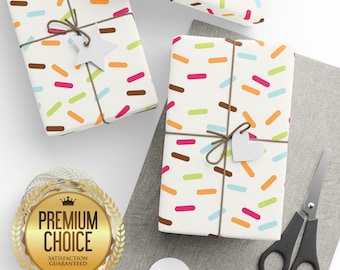 Papel de regalo con chispas, papel de regalo con chispas arcoíris, papel de regalo de verano, papel de regalo para fiestas de helados, rollos de papel de regalo con chispas