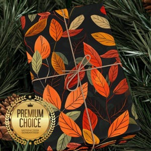 Carta da regalo con foglie autunnali, Confezione regalo con foglie autunnali, Accogliente carta da regalo autunnale, Regalo per la festa di compleanno con foglie cadenti, Carta da regalo stagionale