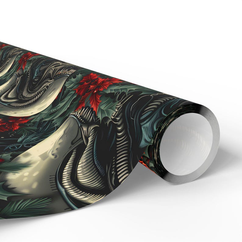 Alien Xenomorph Christmas Wrapping Paper | Sci-Fi Horror Gift Wrap | Unique Alien-Themed Gift Wrapping Paper