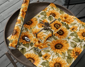 Presentpapper med solrosblommor: Gula sommarpappersrullar