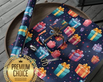 Birthday Present Celebration Themed Gift Wrap Paper | Birthday Party Wrapping Paper