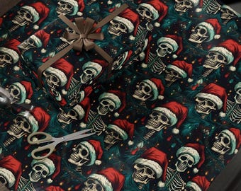 Spooky Santa Skeleton Wrapping Paper | Holiday Gift Wrap