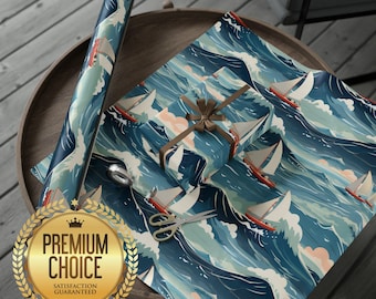 Geschenkpapier mit Segelbootmotiven, Geschenkpapier mit Meeresmotiven