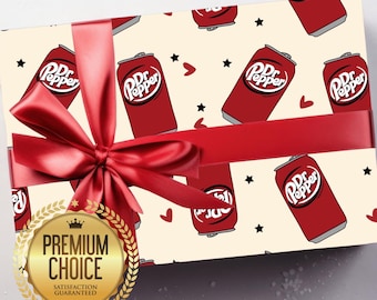 Dr. Pepper Wrapping Paper | Fun and Quirky Soda Can Gift Wrap for Beverage Lovers and Fans