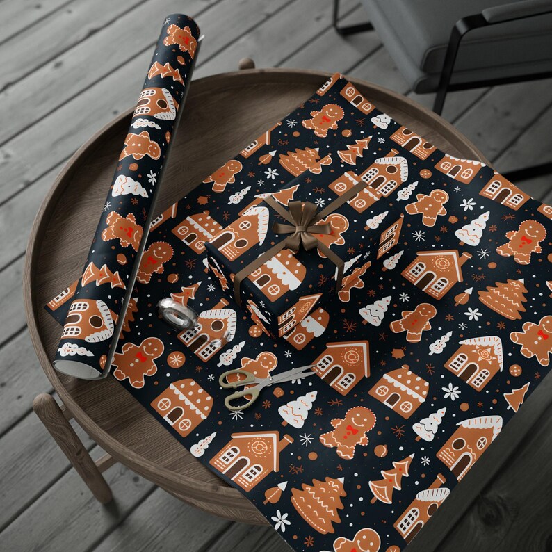 Gingerbread Man Wrapping Paper | Holiday Christmas Gift Wrap image 4
