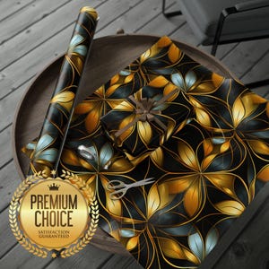 Elegant Gold Themed Gift Wrap | Black and Gold Wrapping Paper | Elegant Gift Wrap