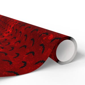 Red Bat Halloween Wrapping Paper Roll For Goth Birthday Vampire Party And Boo Baskets