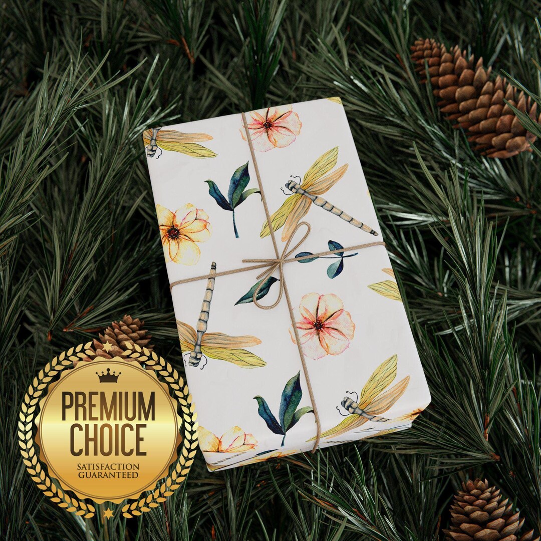 Summer Dragonfly Wrapping Paper, Dragonfly Gift Wrap for Birthdays and ...