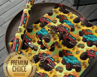 Monster Truck Rally Wrapping Paper: Birthday Party Gift Wrap