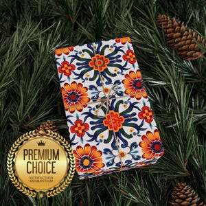 Papel de regalo con azulejos estilo oaxaqueño, papel de regalo textil mexicano para cumpleaños y festividades, hermoso papel de regalo con azulejos florales.