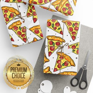Pizza Party Wrapping Paper, Pepperoni Pizza Gift Wrap, Cheesy Pizza Gift Paper, Pizza Party Gift Wrap, Kids Pizza Wrapping, Yummy Pizza Gift