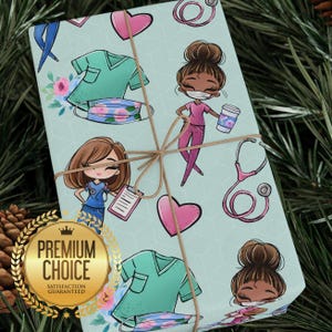 Papel de regalo para cumpleaños de enfermería - Papel de regalo médico para enfermeras y médicos - Papel de regalo para enfermeras