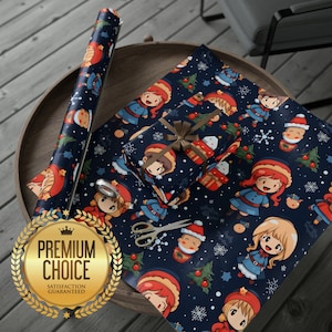 Anime Christmas Wrapping Paper Anime Gift Wrap, Kawaii Christmas Gift Wrap, Holiday Anime Paper for Anime Lovers
