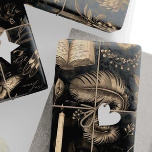 Gothic Halloween Wrapping Paper Roll Victorian Botanical Ravens Dark Academia Gift Wrap For Birthday And Wedding Gifts