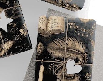 Gothic Halloween Wrapping Paper Roll Victorian Botanical Ravens Dark Academia Gift Wrap For Birthday And Wedding Gifts