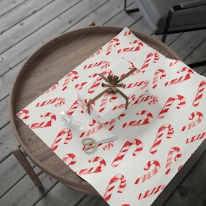 Candy Cane Watercolor Candy Wrapping Paper Roll