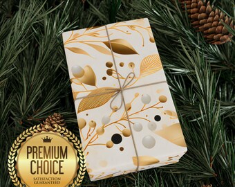 Gold Herbarium Weihnachtsgeschenkpapier, elegante Feiertags-Geschenkpapier