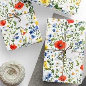 Wildflower Meadow Wrapping Paper Roll For Birthday, Spring Wedding, Garden Party And Mothers Day Gifts