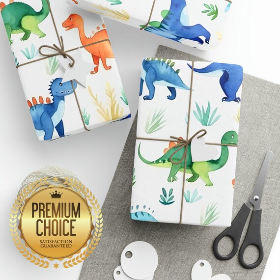 Hooqict Dino-Geschenktüte Mit Griffen – Inkl. Seidenpapier & Karten Für Kindergeburtstag