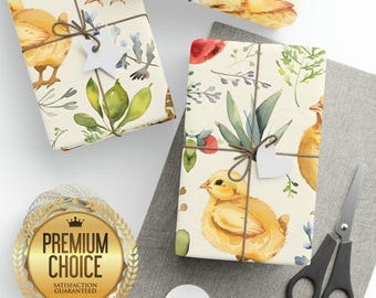 Baby Chicks Easter Wrapping Paper, Easter Egg Hunt Gift Wrap, Springtime Wrapping Paper, Passover Gift Wrap