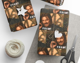 Boromir Meme Wrapping Paper, It Is A Gift Recycled Rolls with Gloss or Matte Finish