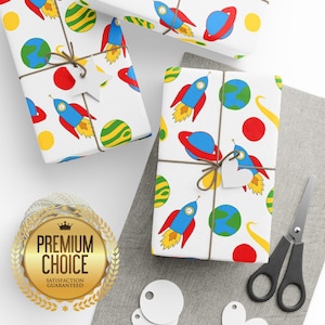 Outer Space Wrapping Paper, NASA Wrapping Paper, Planets Gift Wrap, Planets Birthday Party, Space Birthday Party, 3-2-1 Blast Off, wp100