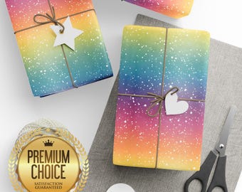 Rainbow Wrapping Paper, Rainbow Sparkles Gift Wrap, Sparkly Colorful Wrapping Paper, Vibrant Rainbow Gift Wrap