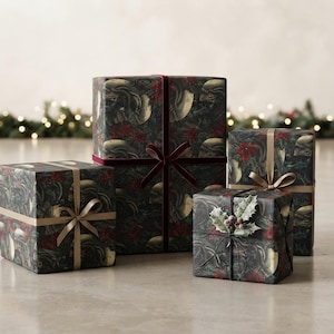 Alien Xenomorph Christmas Wrapping Paper | Sci-Fi Horror Gift Wrap shown in an AI-generated listing photo
