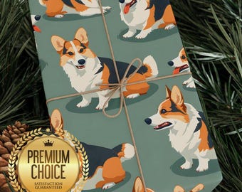 Pembroke Welsh Corgi Wrapping Paper, Dog Lover Birthday Gift