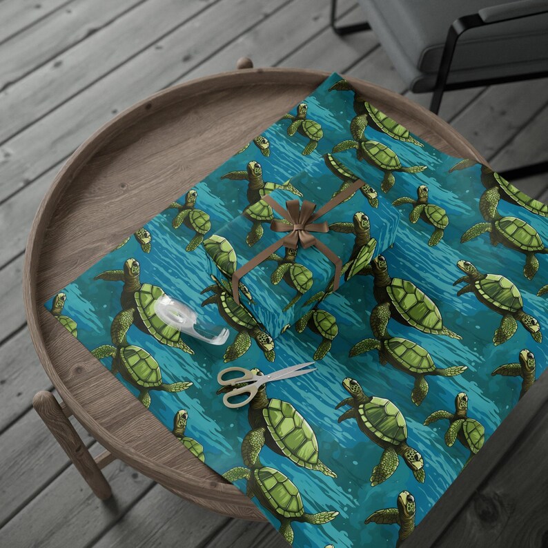 Sea Turtle Gift Wrapping Paper for Kids Birthdays, Christmas, Sea ...