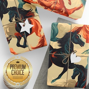 Shiny Gloss HORSE WRAPPING Gift PAPER – Cool, Funny, Decorative And Animal Gift Wrapping Paper