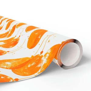 Orange Balloon Watercolor Birthday Wrapping Paper, Boys/Girls Birthday Gift Wrap, Balloon Orange and White Scrapbooking Paper image 3