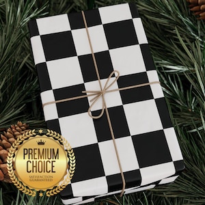 Checkered Flag Wrapping Paper, Black & White Checkered Flag Gift Wrap, Racing Party Gift Wrap, Finish Line Gift Wrap, Race Car Party, wp103