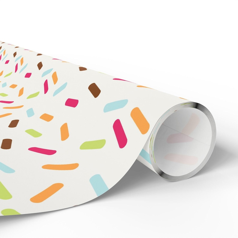 Papel de regalo con chispas, papel de regalo con chispas arcoíris, papel de regalo de verano, papel de regalo para fiestas de helados, rollos de papel de regalo con chispas imagen 3