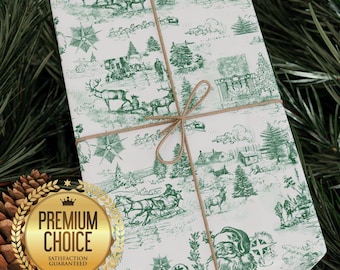 Vintage Santa Claus Toile Christmas Wrapping Paper