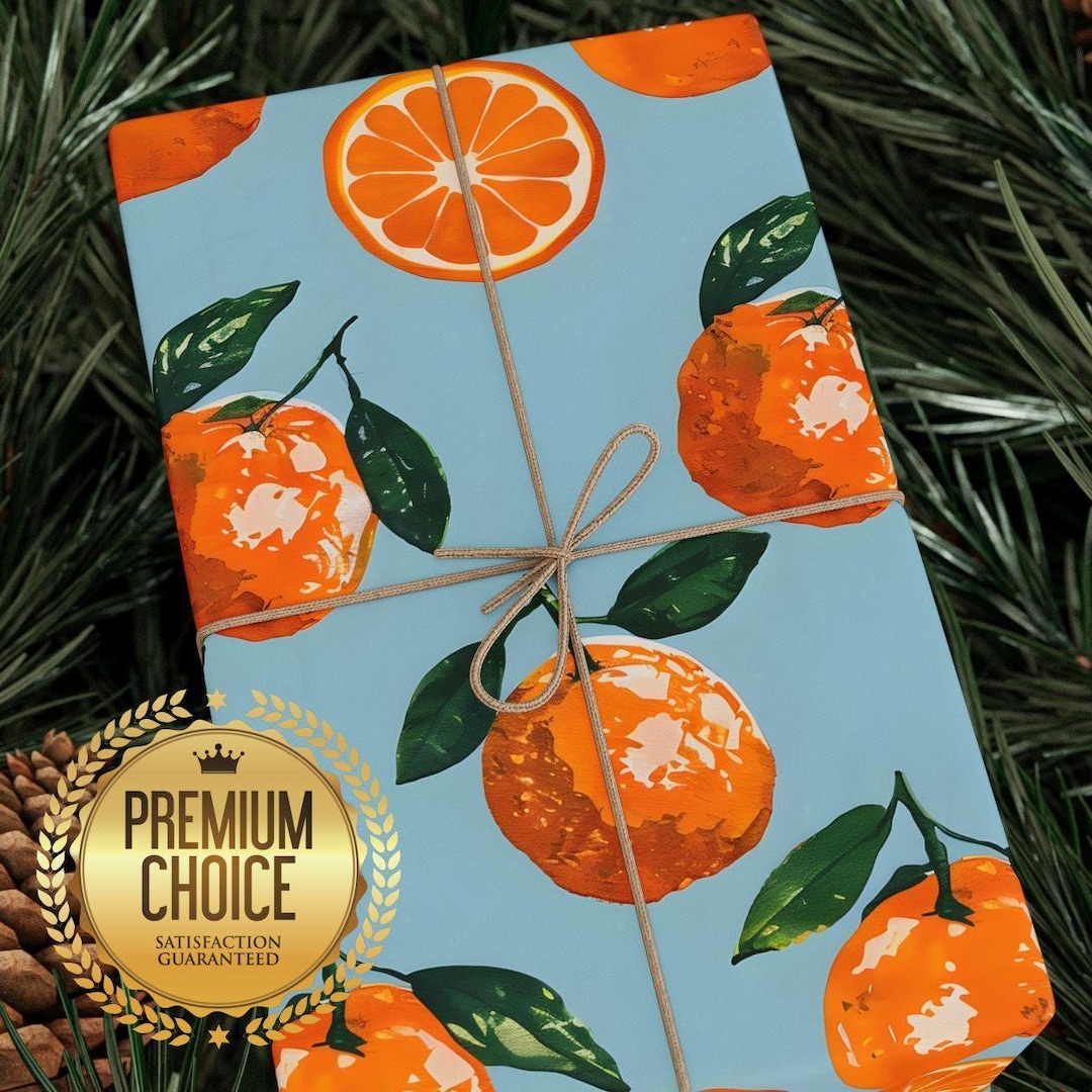 Orange Wrapping Paper, Citrus Gift Wrap, Orange Fruit Gift Paper ...
