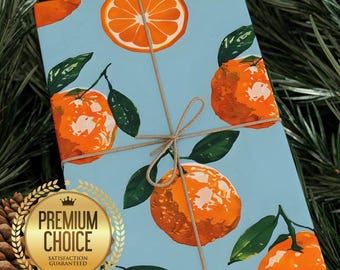 Orange Wrapping Paper, Citrus Gift Wrap, Orange Fruit Gift Paper, Fruity Gift Wrap, Main Squeeze Party Wrapping, Summer Gift Wrap