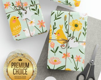 Easter Wrapping Paper, Yellow Chicks Gift Wrap, Springtime Wrapping Paper, Passover Gift Wrap