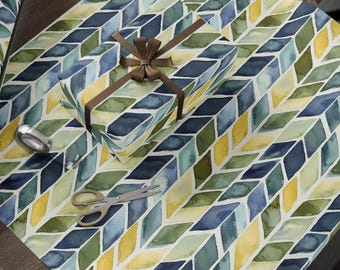 Herringbone Tile Wrapping Paper: Green Gift Wrap for Wedding, Christmas