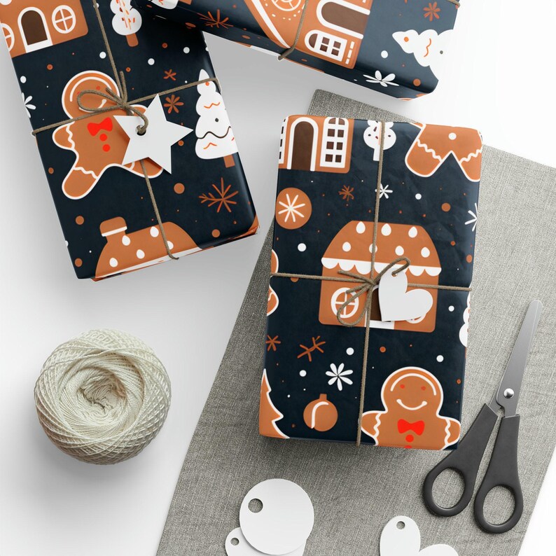 Gingerbread Man Wrapping Paper | Holiday Christmas Gift Wrap image 2